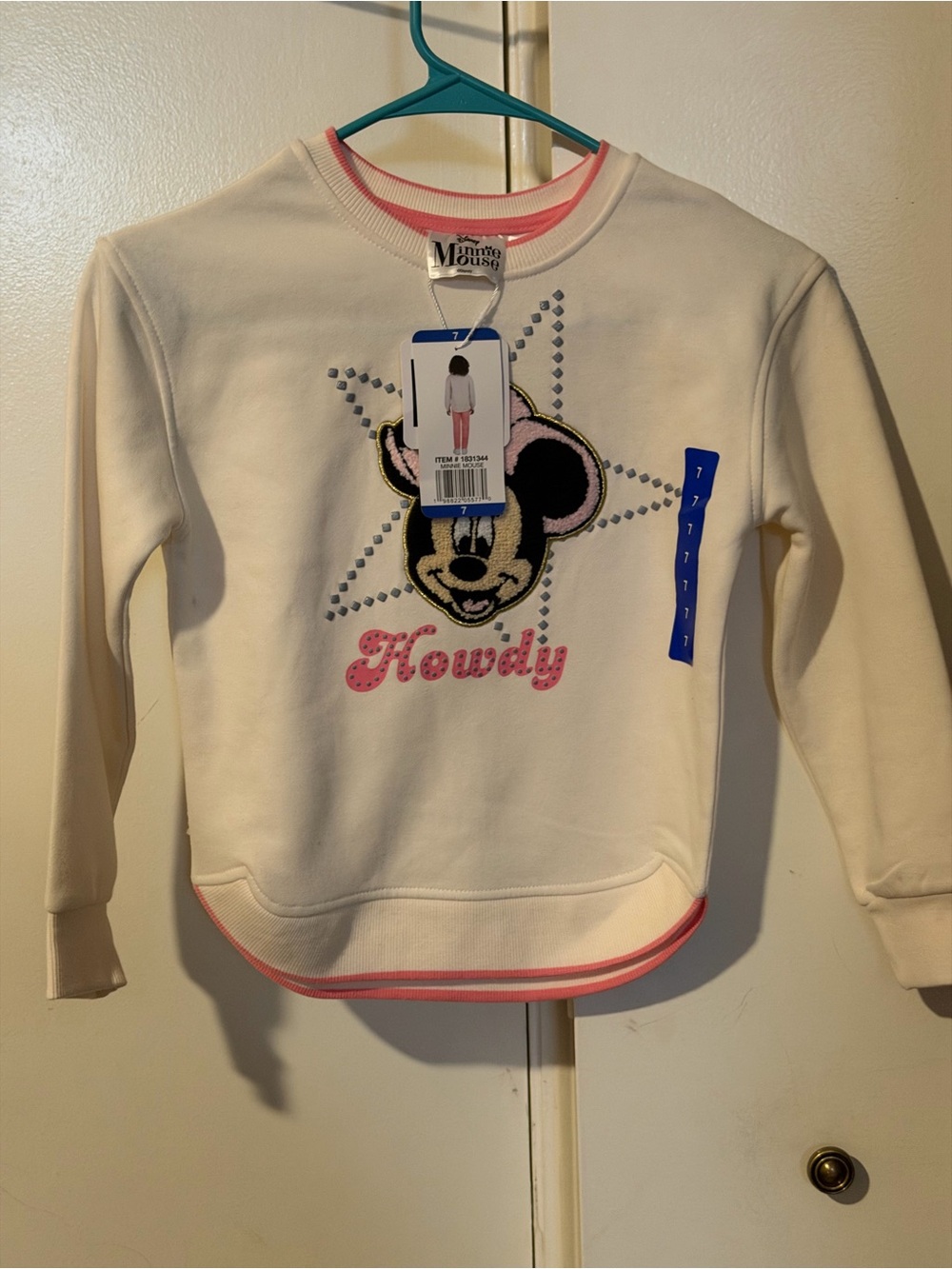 Disney Cream Minnie Mouse 'Howdy' Sweatshirt with Pink Trim
